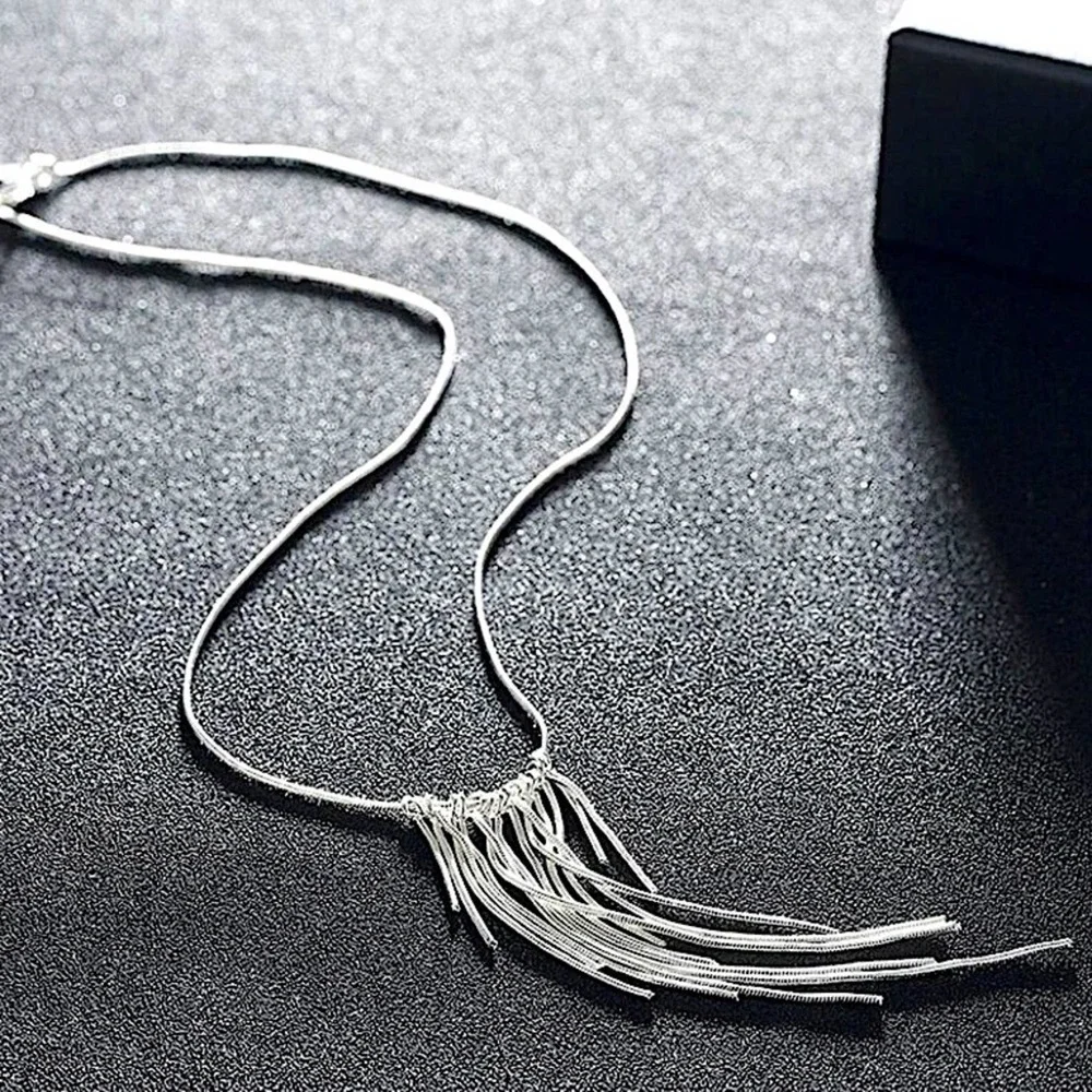 Tassel Sterling Silver Necklace Earrings Matching Set - Picture 7 of 8